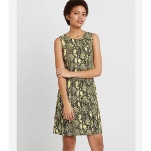Karen Millen Snakeskin-Print‎ Dress Size 6 Sleeveless Yellow Multi